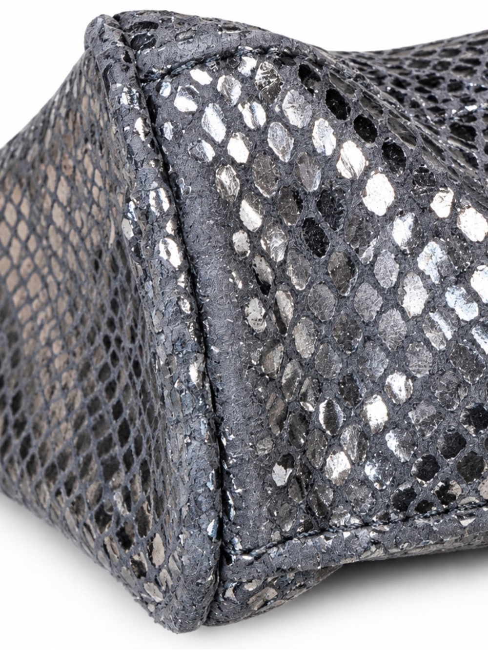 Michael Kors Snake-Embossed Zip Pouch with Tassel, Gray Metallic - Picture 5 of 10
